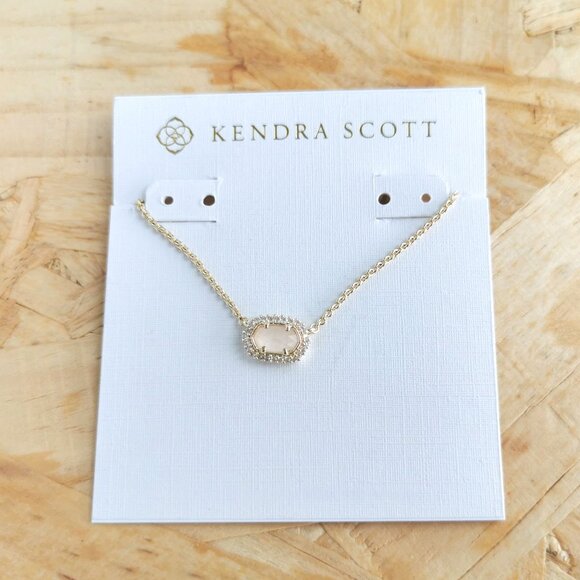 NEW Kendra Scott Chelsea Rose Quartz Necklace Gold - Picture 1 of 4